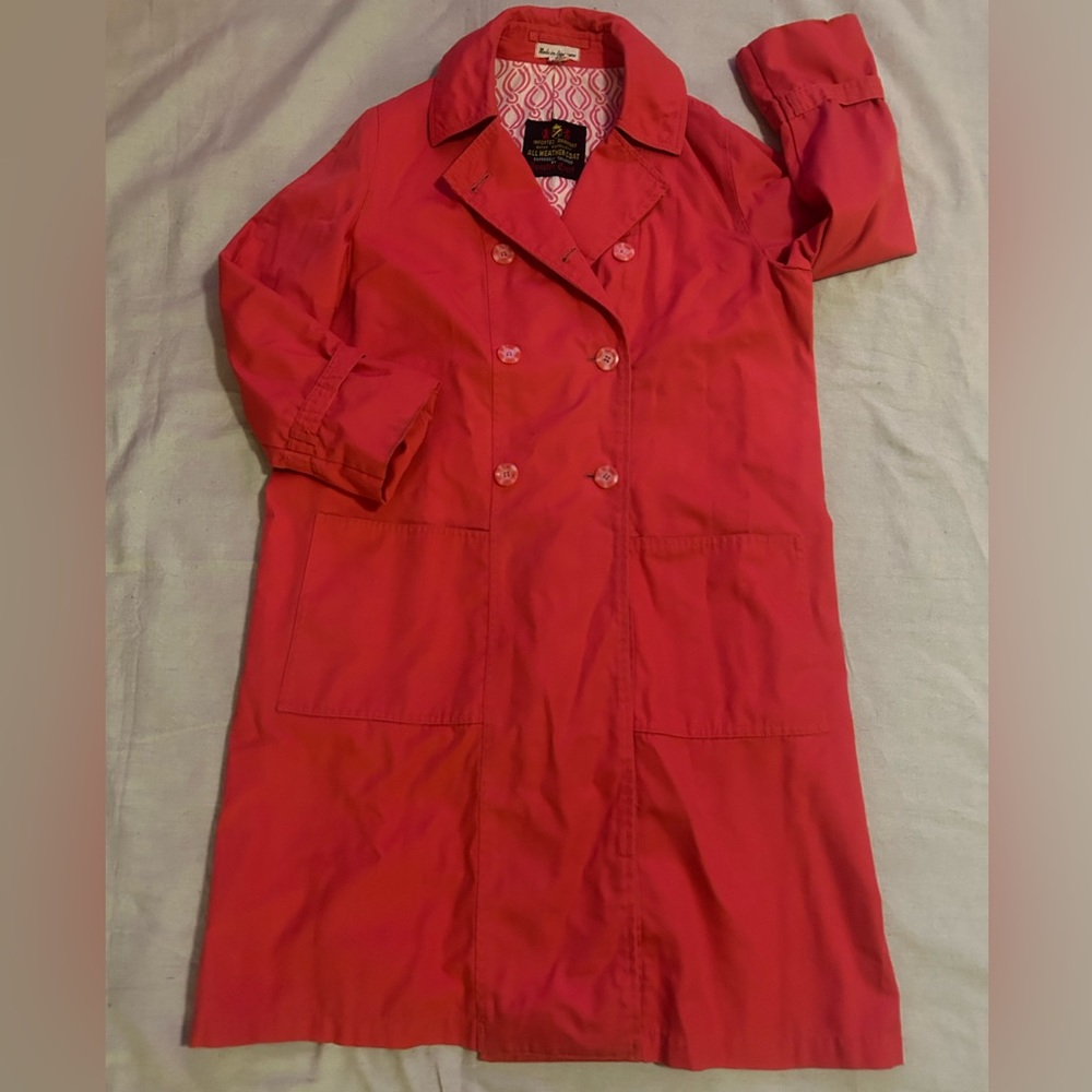 Vintage Hampton court Barbie core trench coat hot pink mid century size 10 12